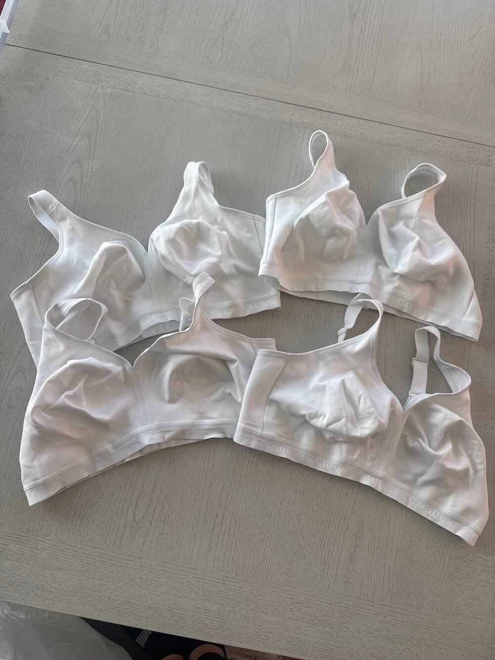 Lot of 4 Cacique Unlined White Bra 44 DDD T Shirt Bras
